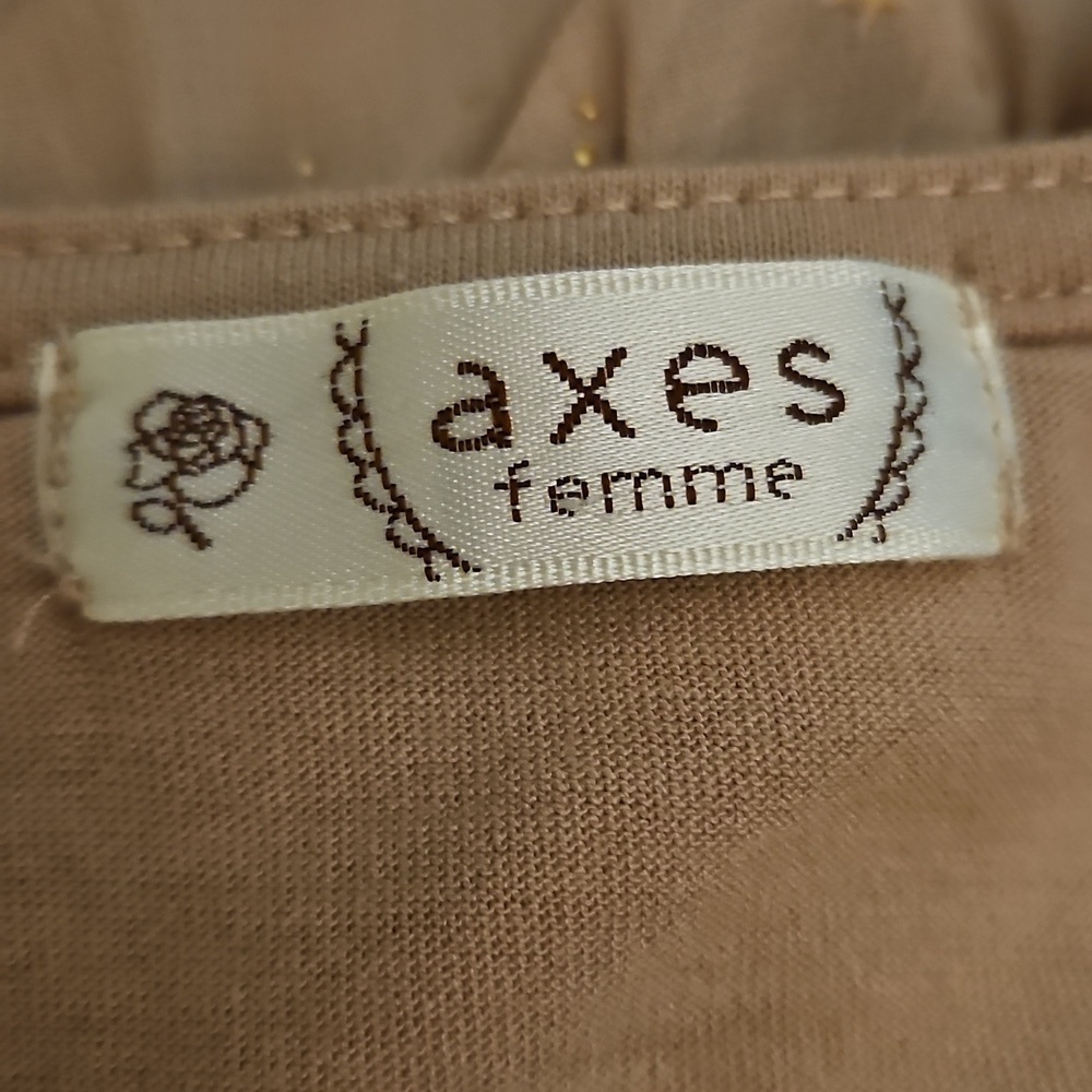 AXES FEMME Tan Metallic Stars Ruffle Tie Back Top - Picture 9 of 10